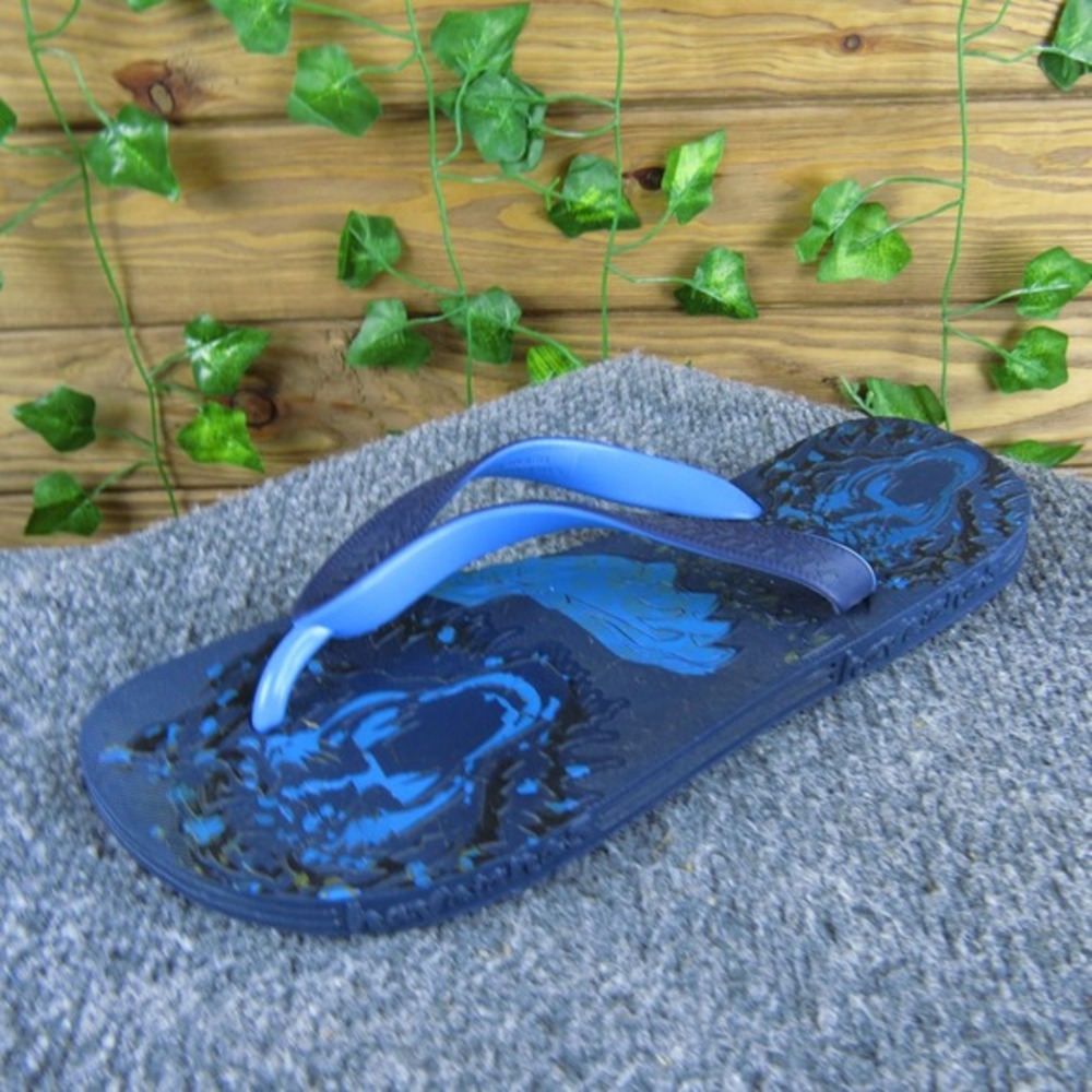 Havaianas Blue Graphic Flip Flops Rubber Sandals Women's Size 8 Casual Beachwear